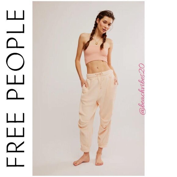 FP INTIMATELY BY FREE PEOPLE Day Off Fleece Joggers Tender Peach S NWOT - Picture 1 of 5